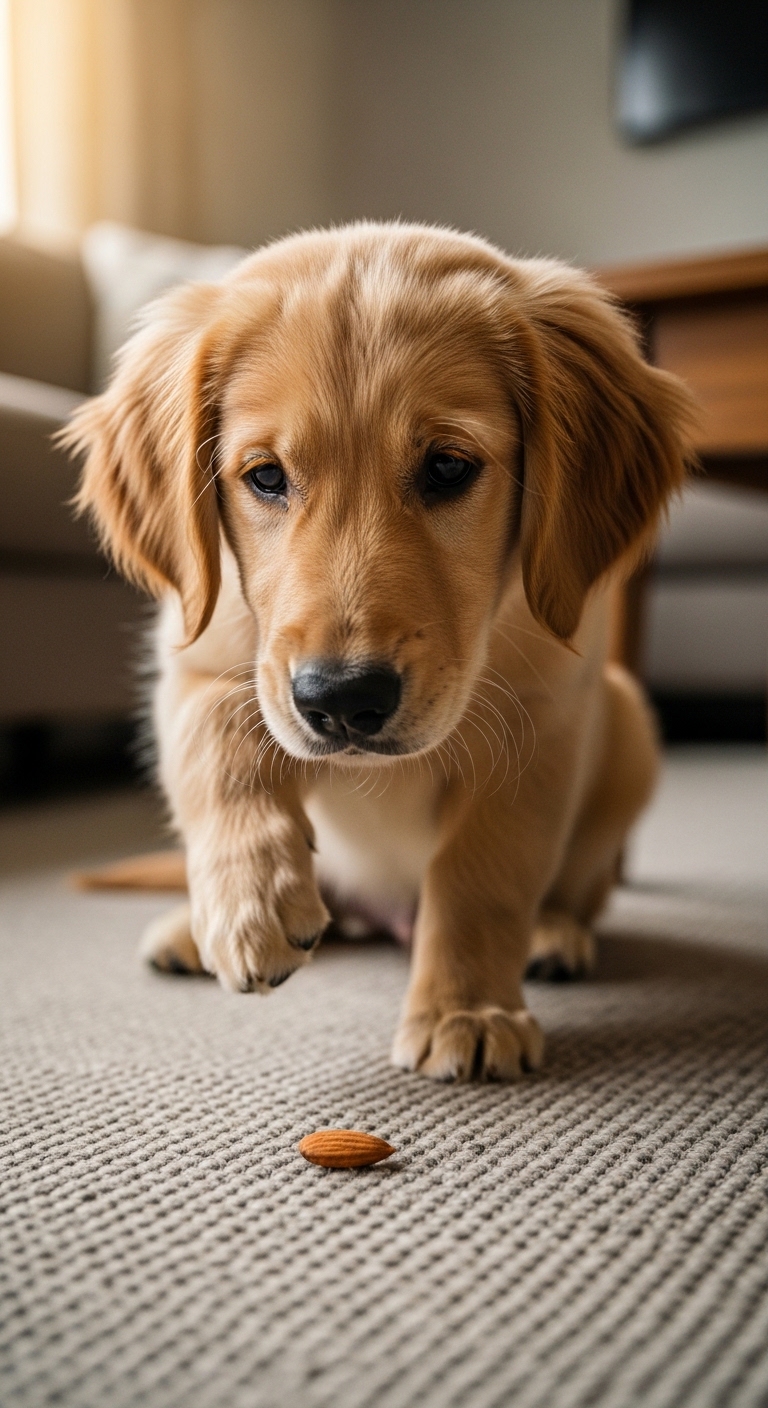 A dog with a black nose and brown fur.