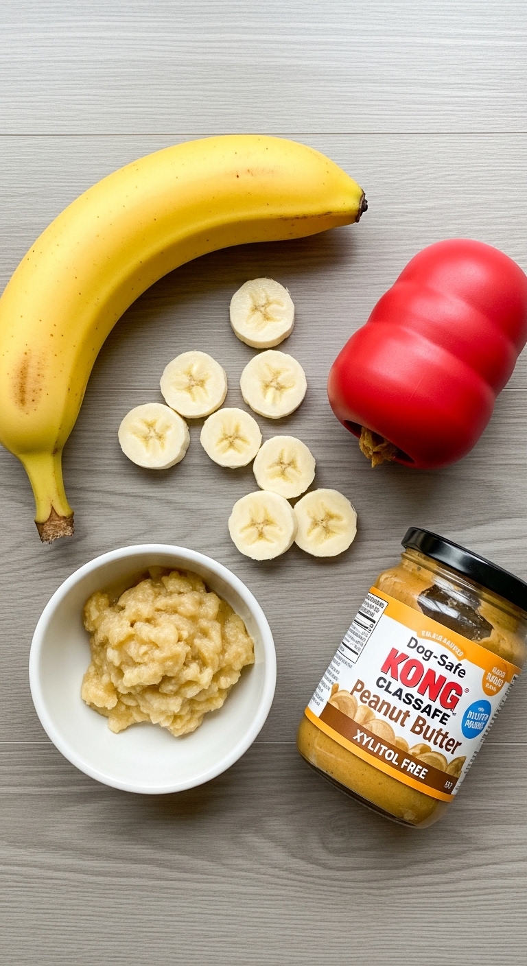 A bowl of peanut butter and bananas.