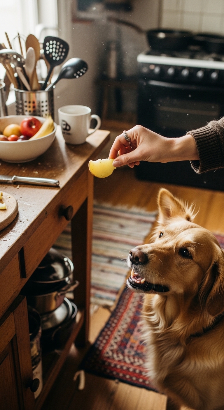 A dog is eating a lemon.
