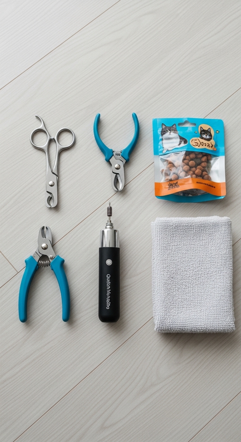 A set of cat nail clippers is displayed on a table.