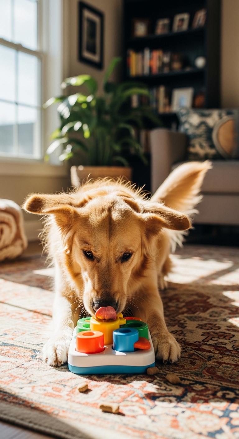 A dog playing with a toy.