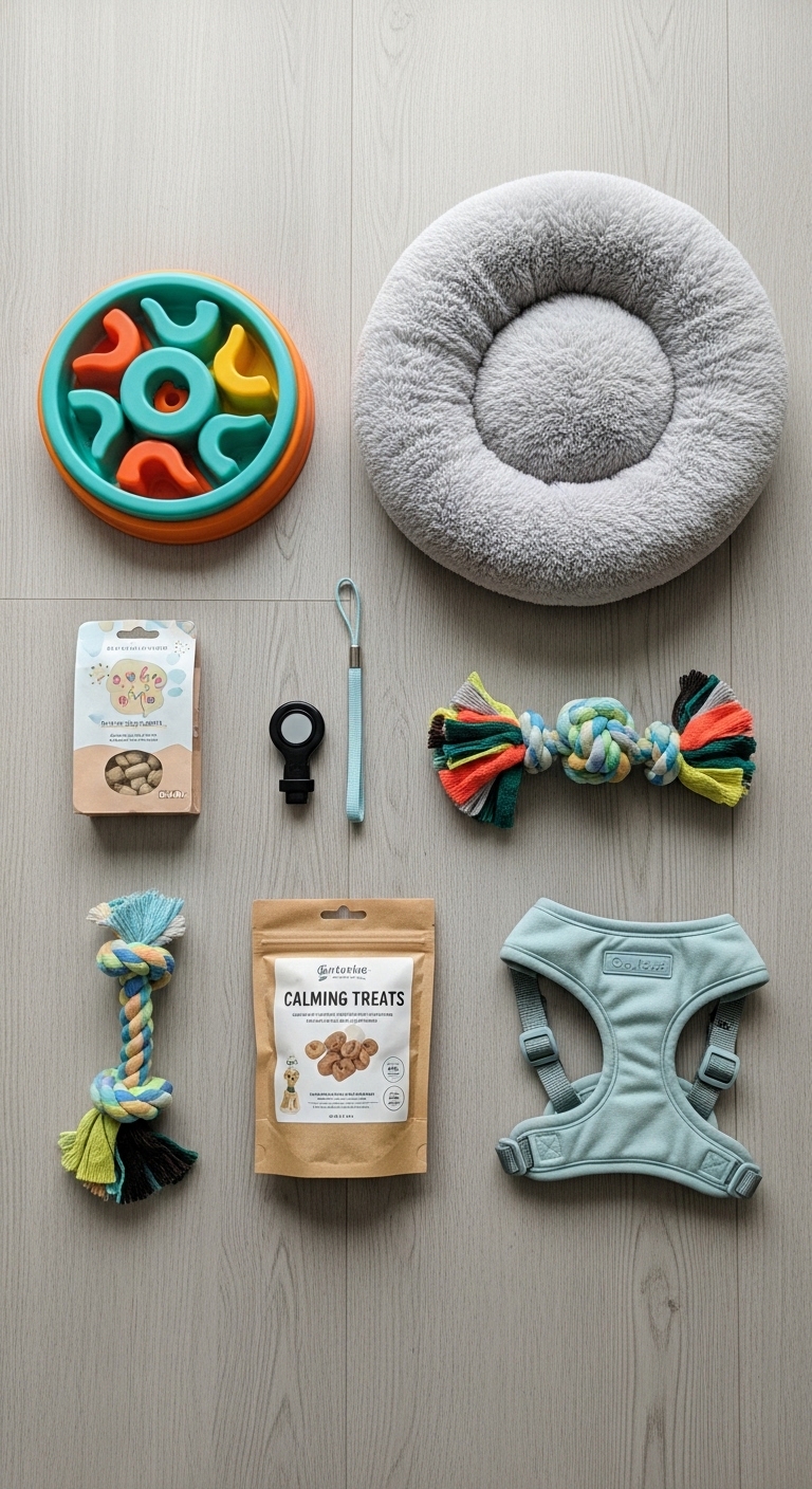 A collection of dog toys and treats.