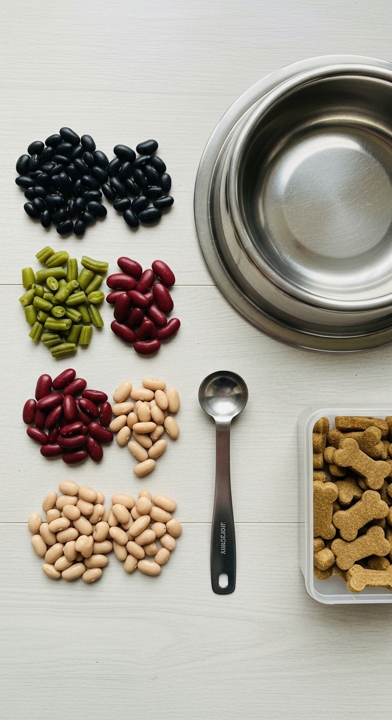 A spoon is next to a bowl of black beans.