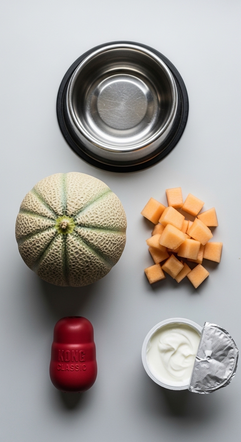 A can of cantaloupe sits next to a bowl of fruit.