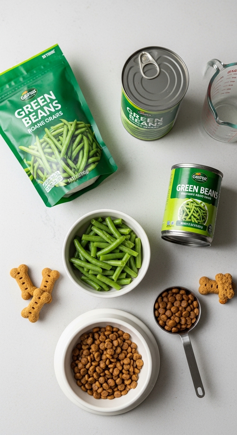 A can of green beans sits next to a bowl of green beans.