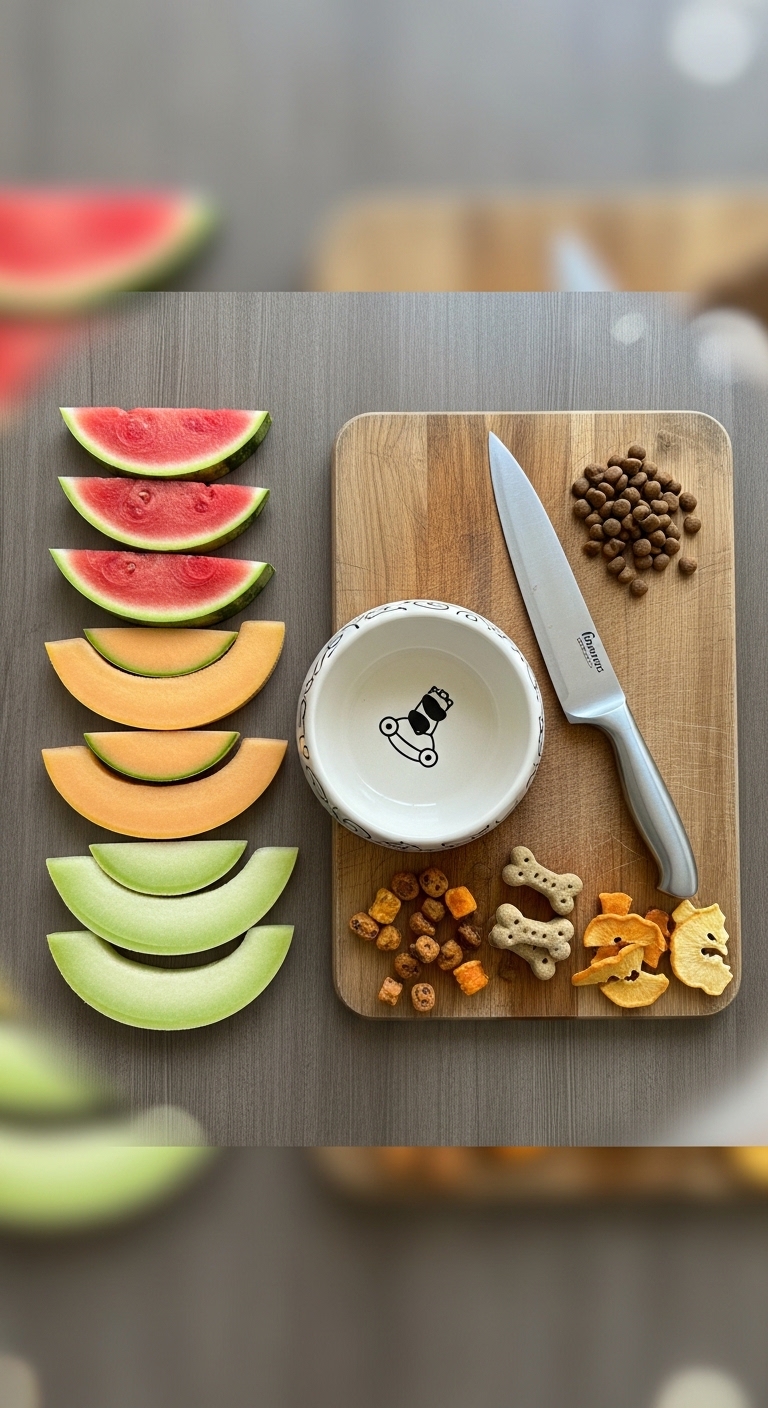 A knife and a bowl of food on a cutting board.