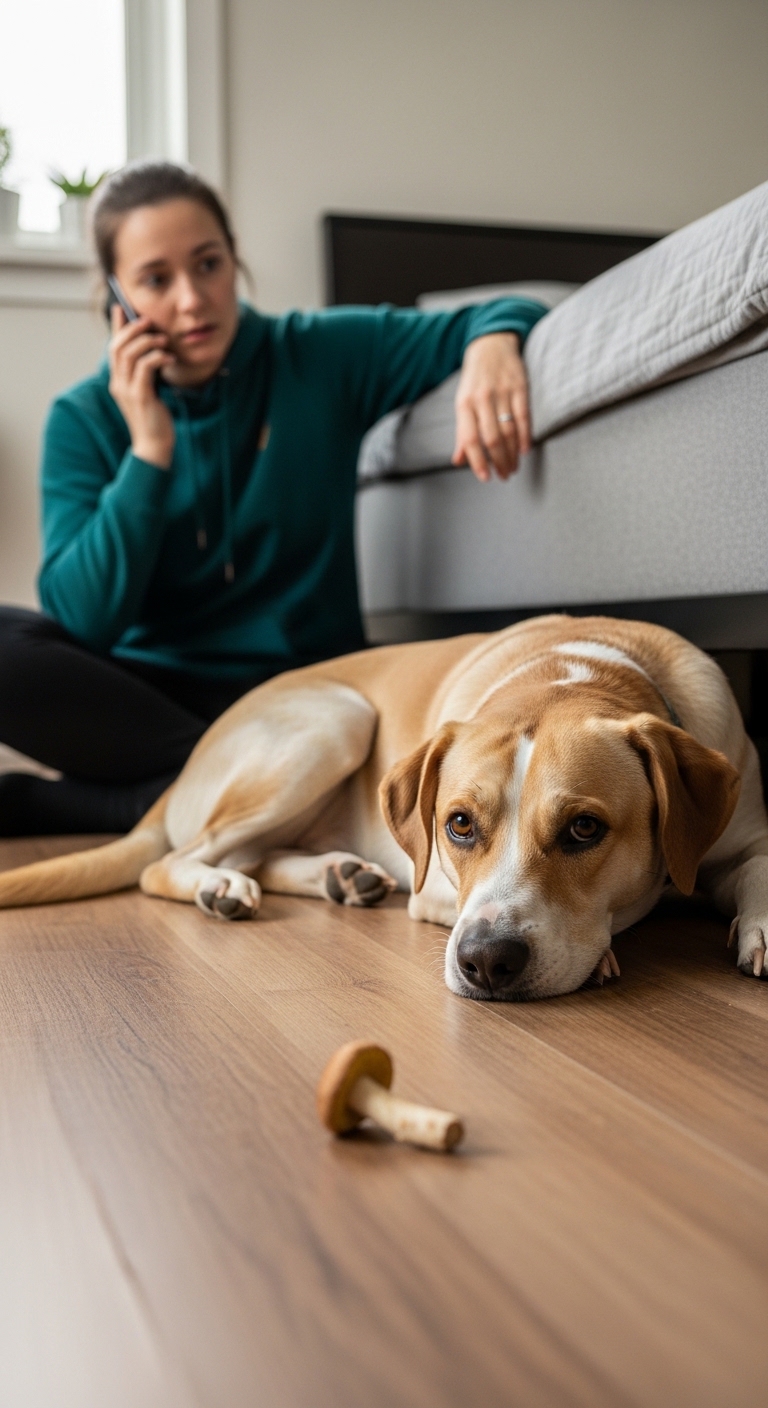 A woman is sitting on the floor with a dog.