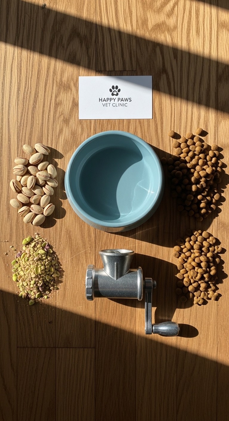 A blue bowl with pistachios in it.