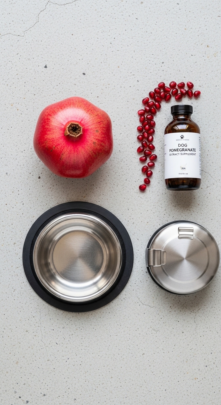 A bowl of food sits next to a pomegranate.