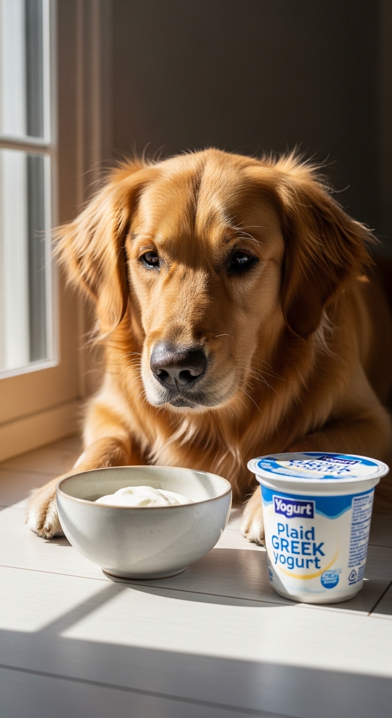 A dog is eating yogurt from a bowl.