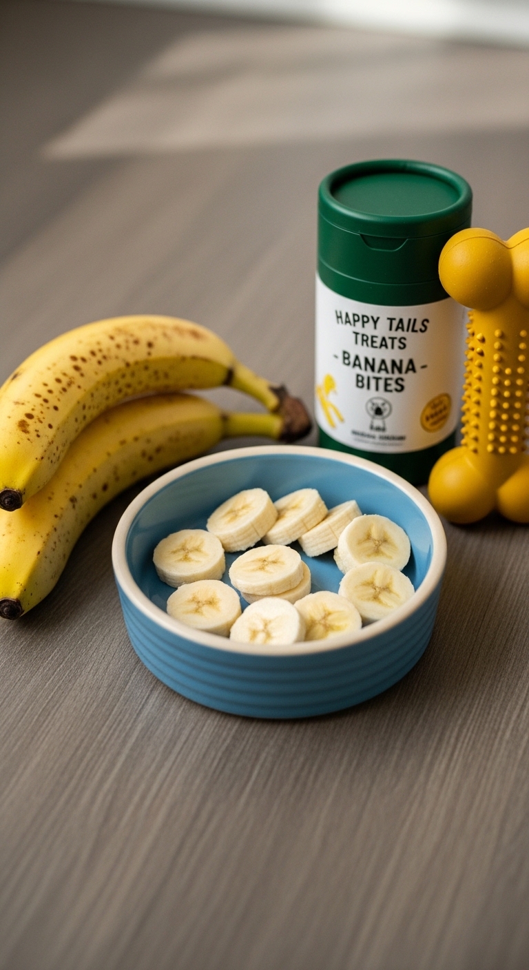 A bowl of banana slices next to a green container.
