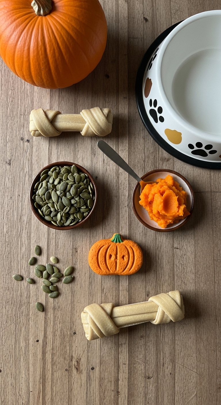 A bowl of pumpkin seeds and a spoon.
