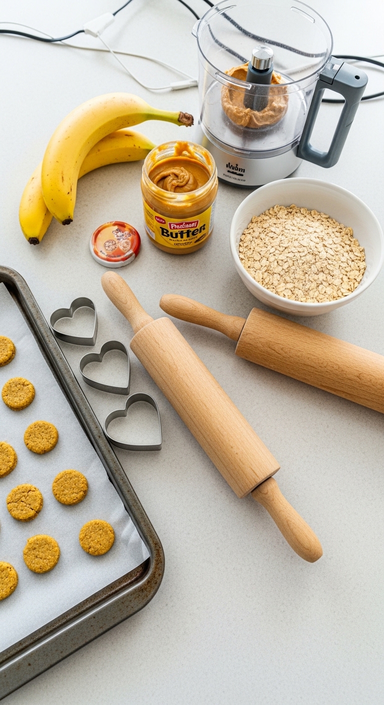 A bowl of oatmeal and a jar of peanut butter are on a table.