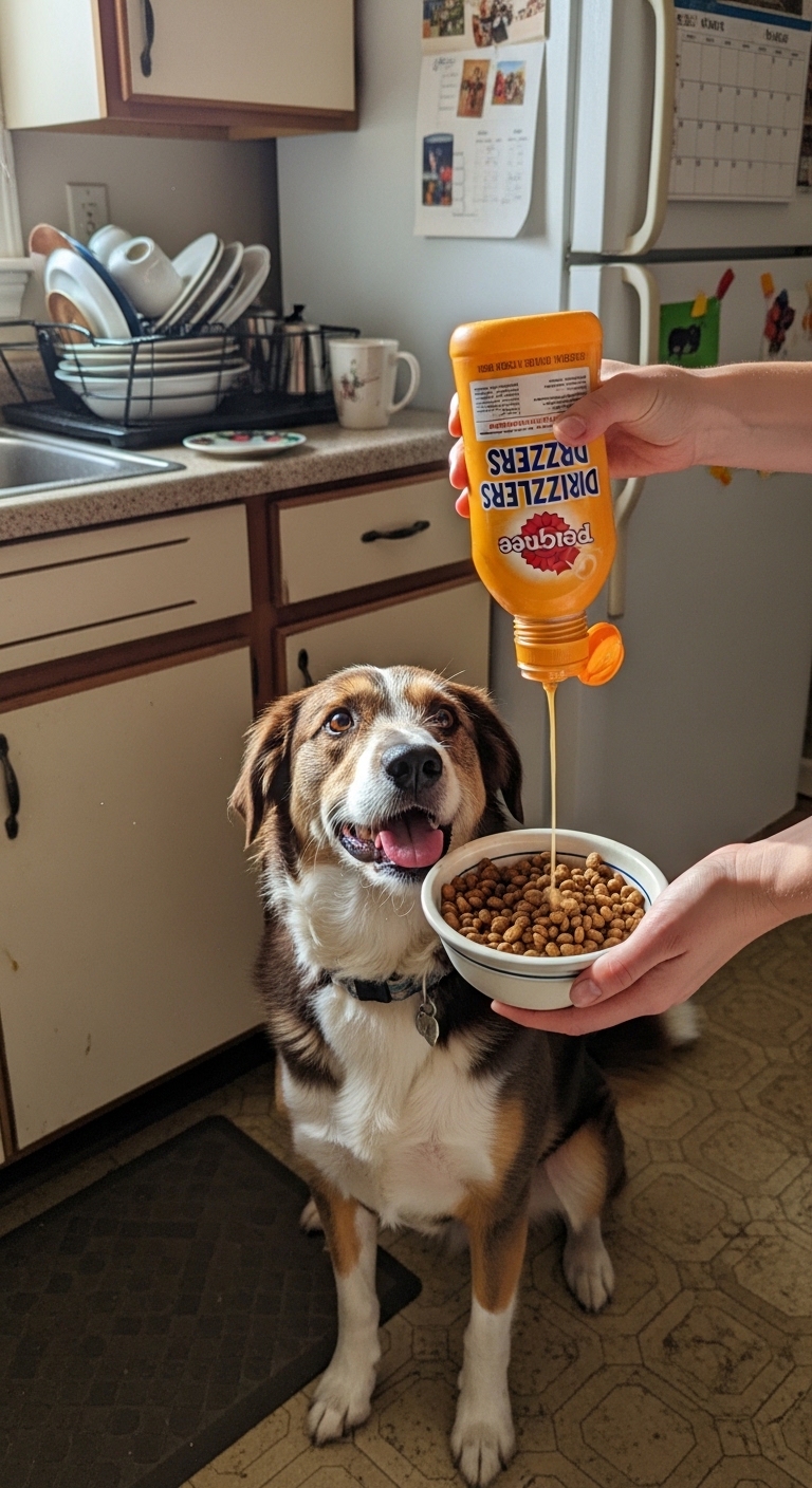 A dog is being fed from a bowl by a person.