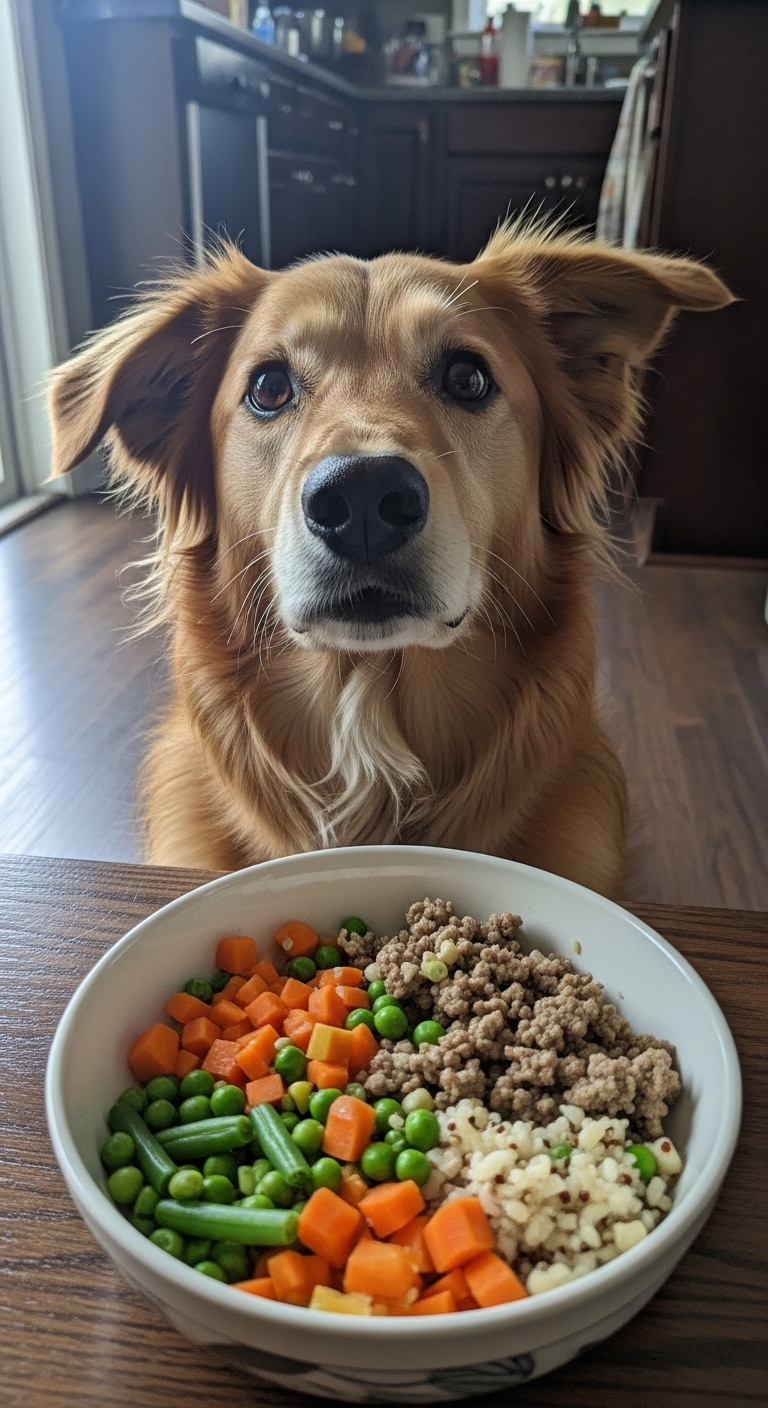 A dog is eating a bowl of food.