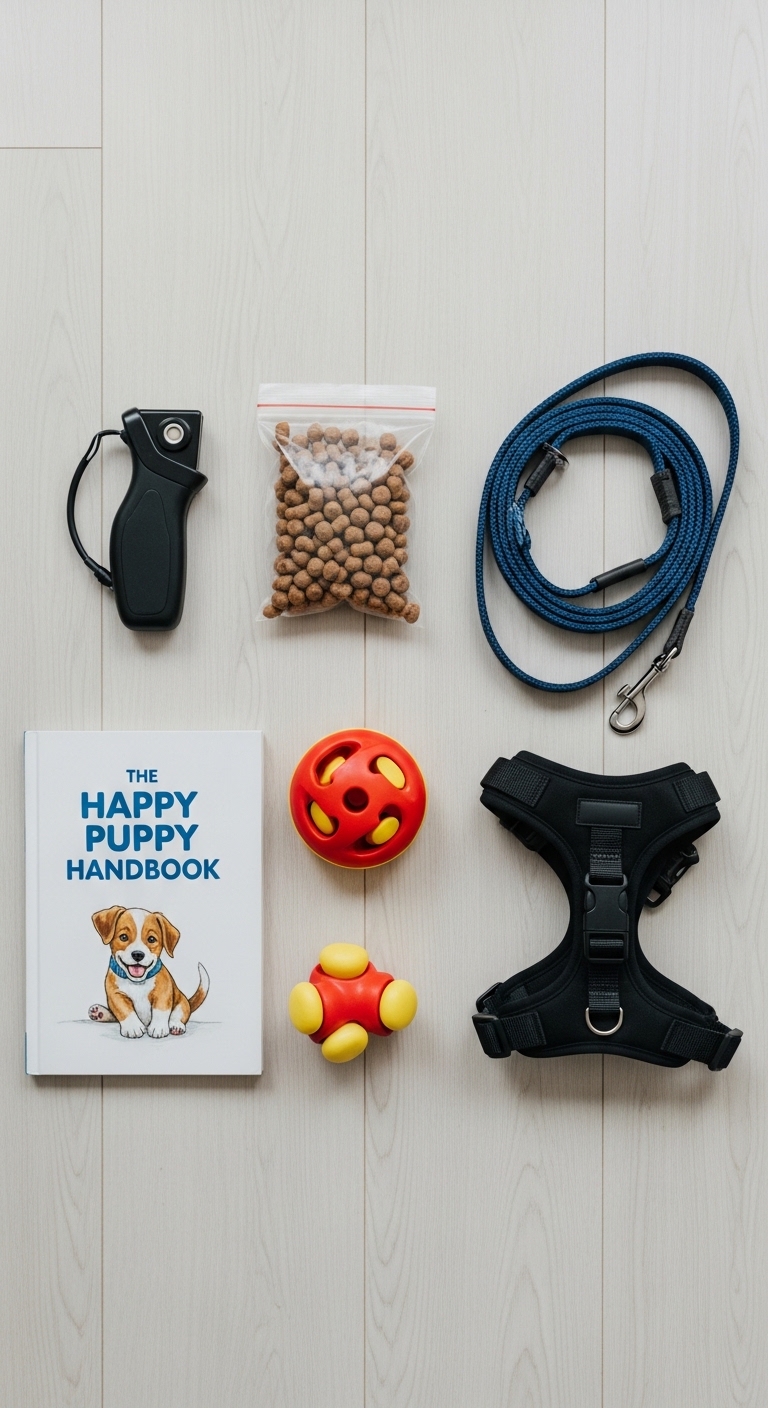 A collection of dog training items.