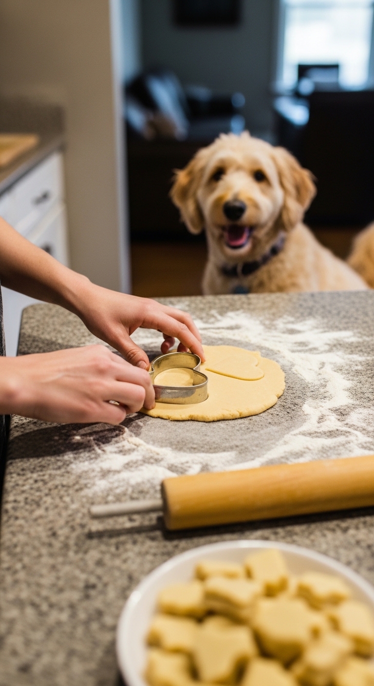 A person is making banana dog treats.