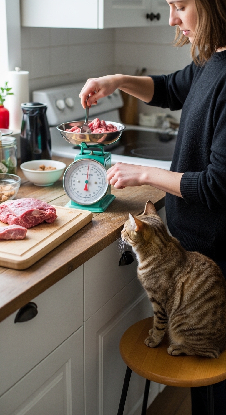 A person is measuring food on a scale.