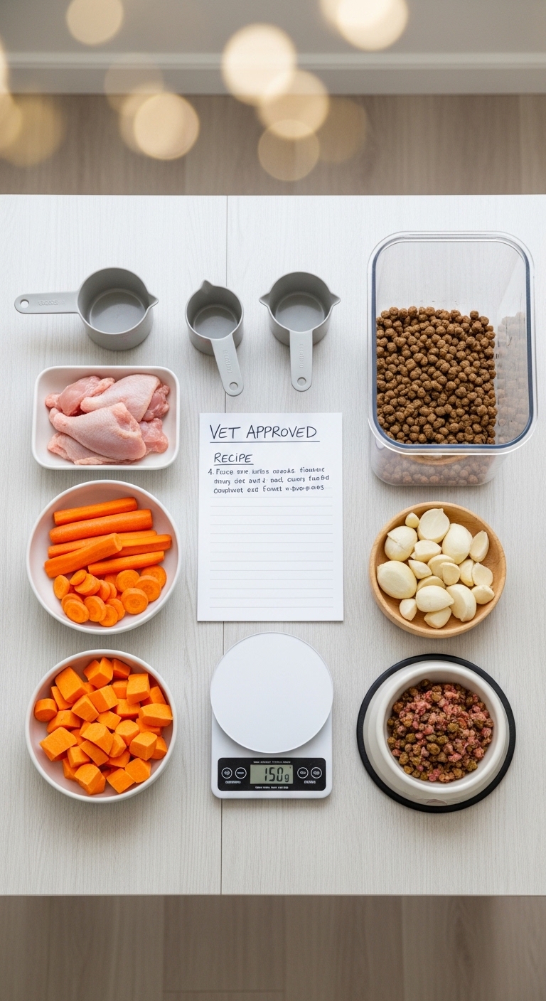 A scale with a recipe card on it.