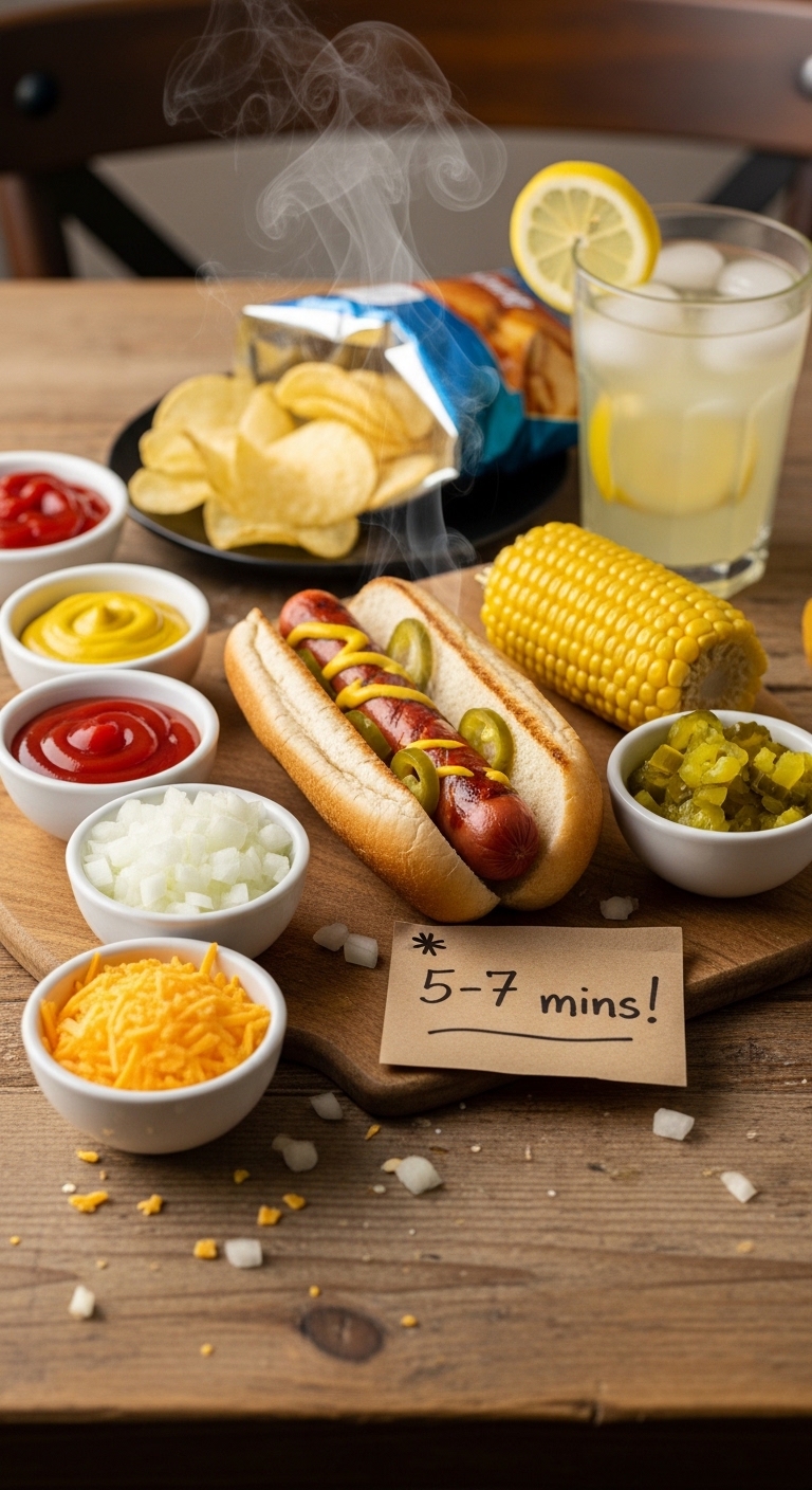 A hot dog with mustard and relish on a bun.