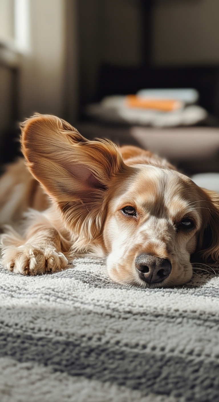 A dog with its ears perked up.