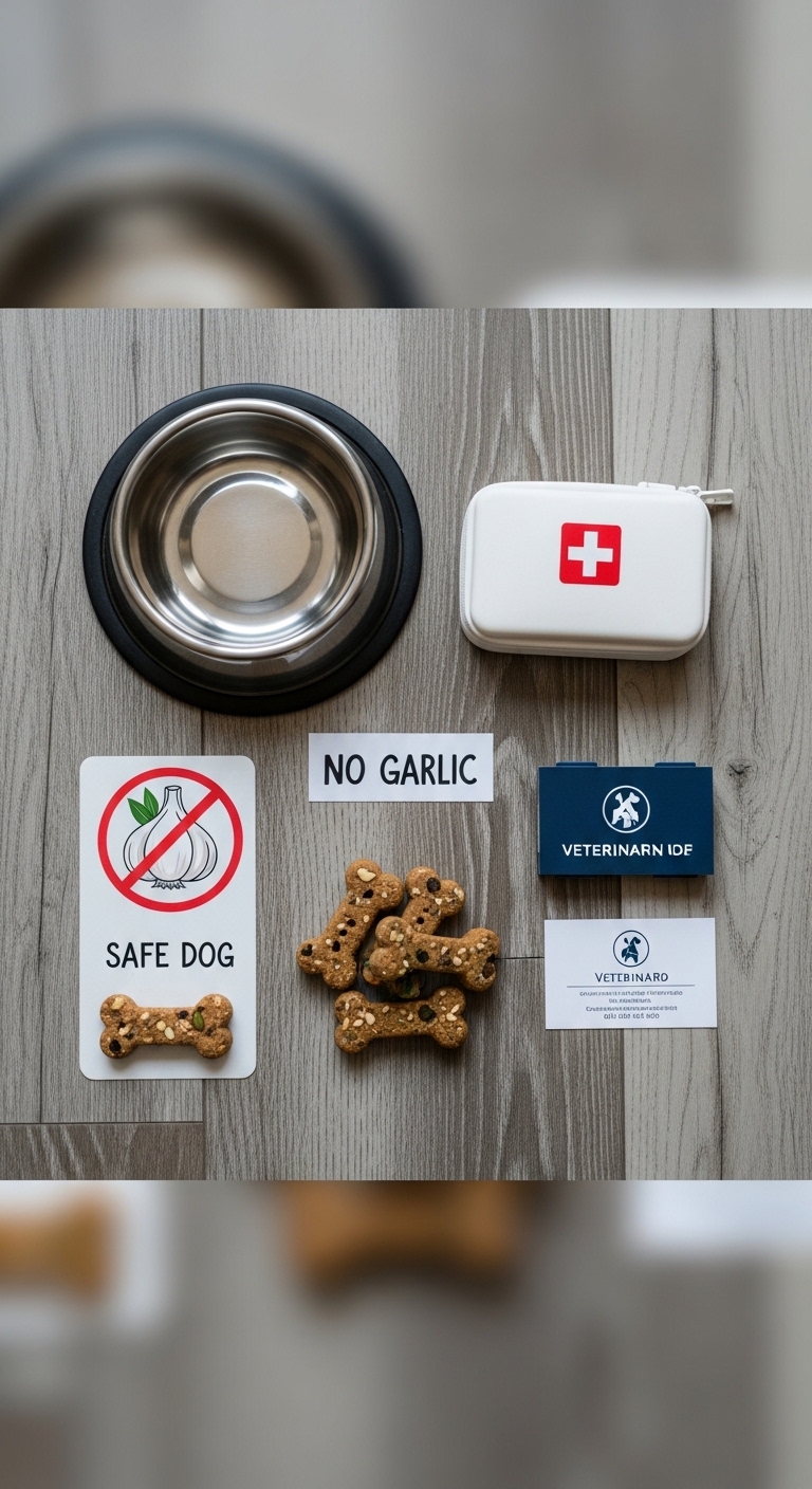 A sign that says no garlic is on a table.