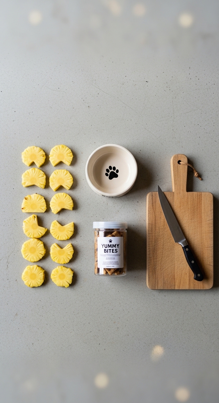 A bowl of pineapple slices and a bag of pineapple bits.