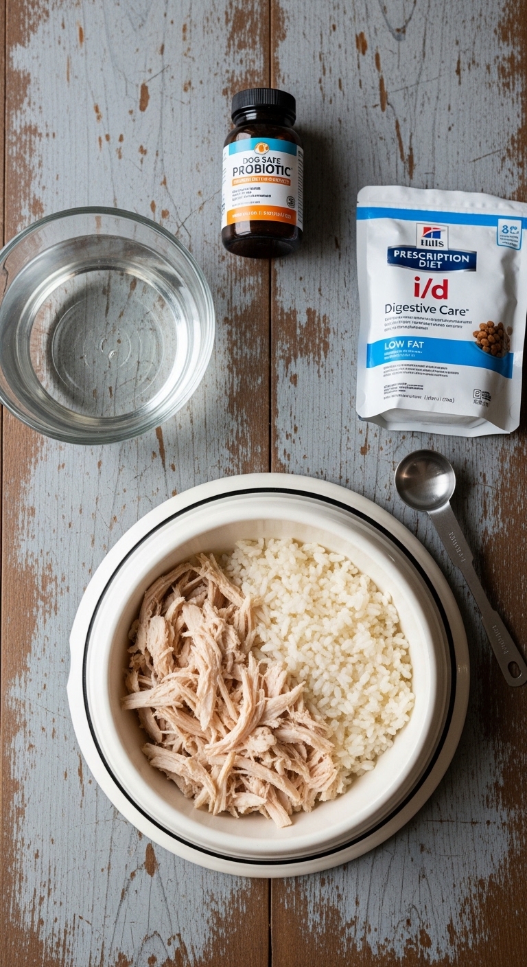 A bowl of rice and chicken is on a table.
