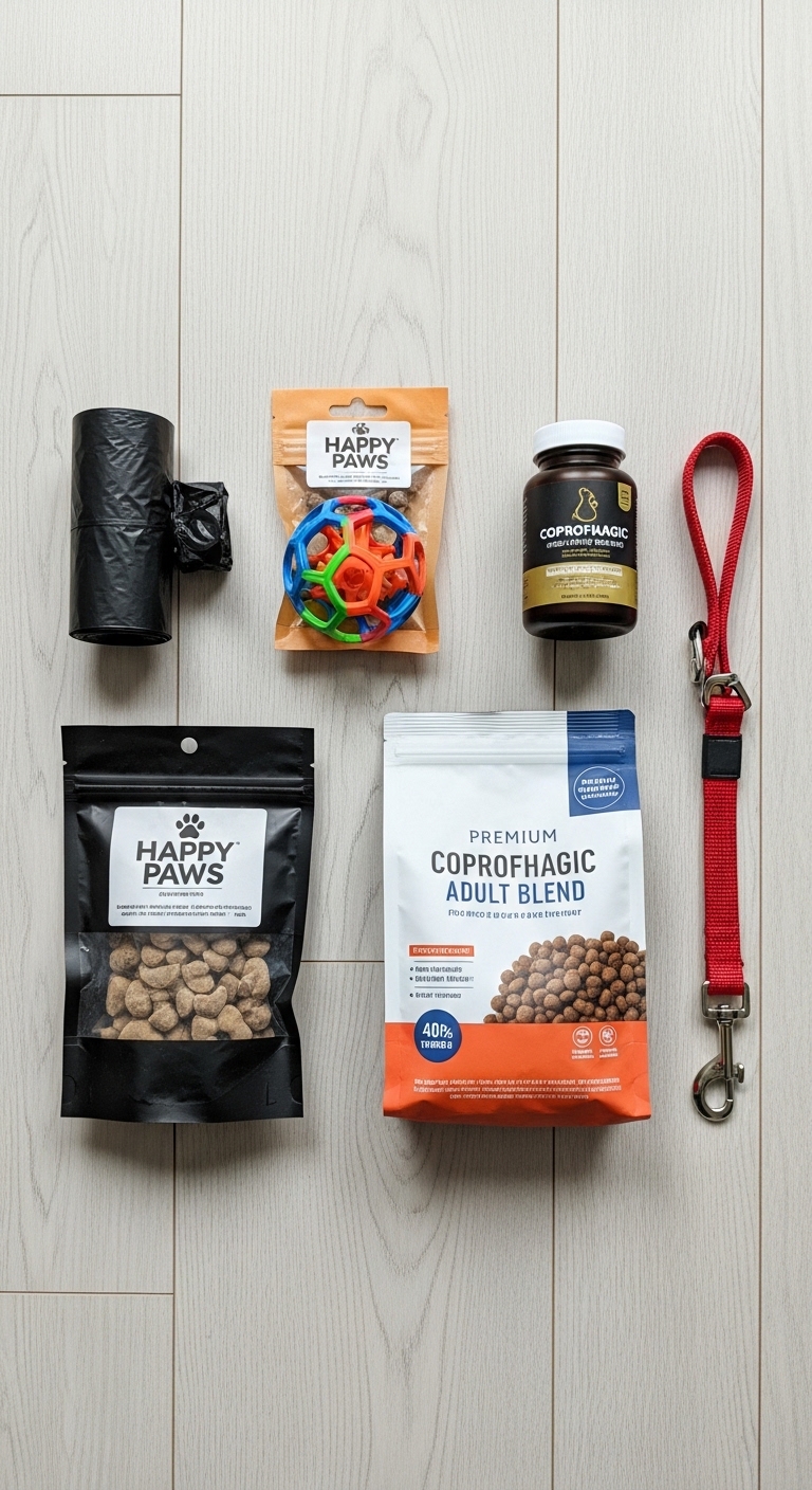A bag of dog food and a bag of dog treats are on a table.
