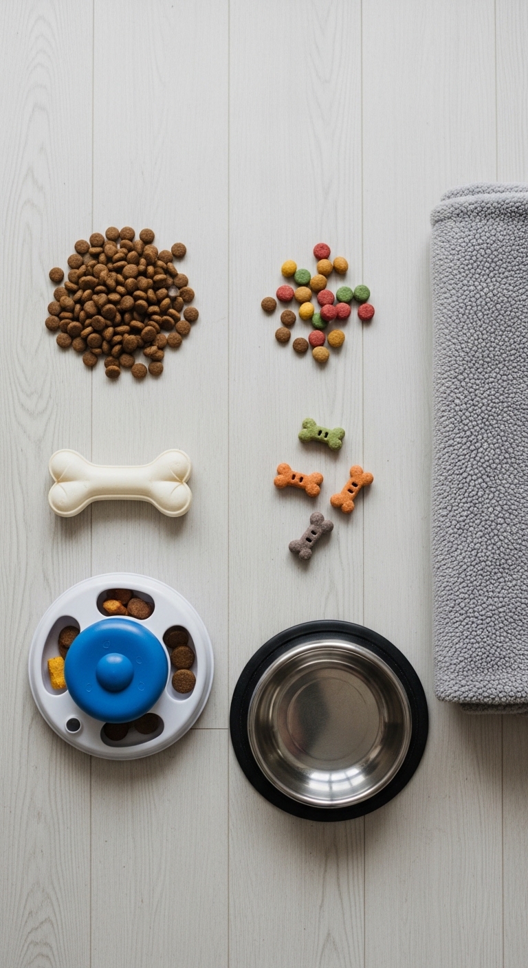 A dog bowl with food in it.