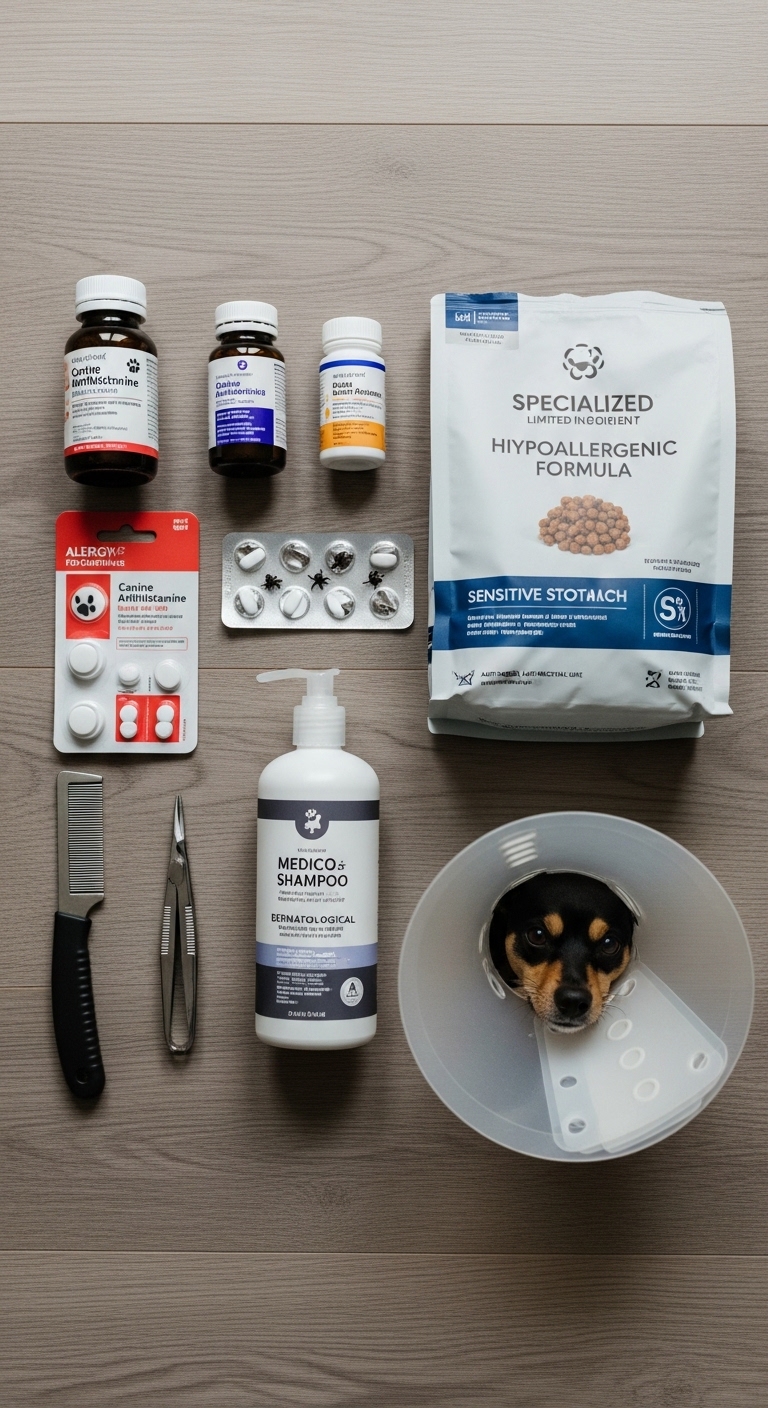 A dog is inside a cone.
