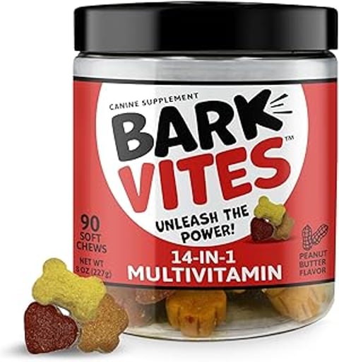A jar of Bark Vites 14 in 1 Multivitamin Soft Chews.