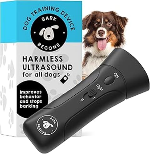 A black device that is used to stop barking in dogs.