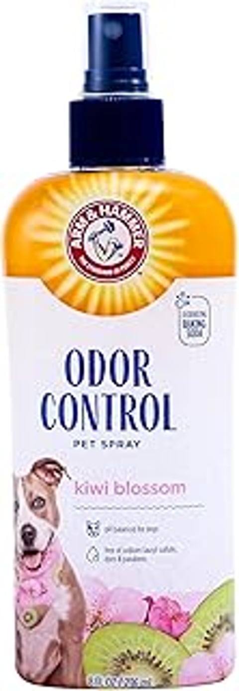 A bottle of odor control pet spray.