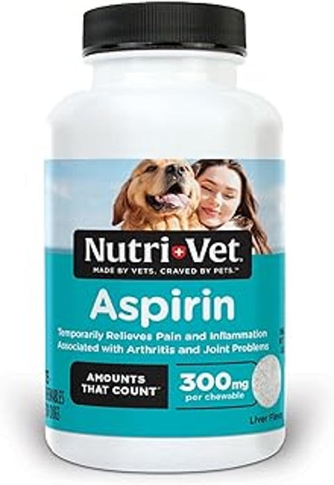 A bottle of NutriVet Aspirin for dogs.