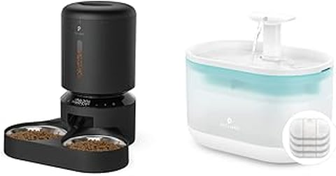 A black coffee maker next to a white container.