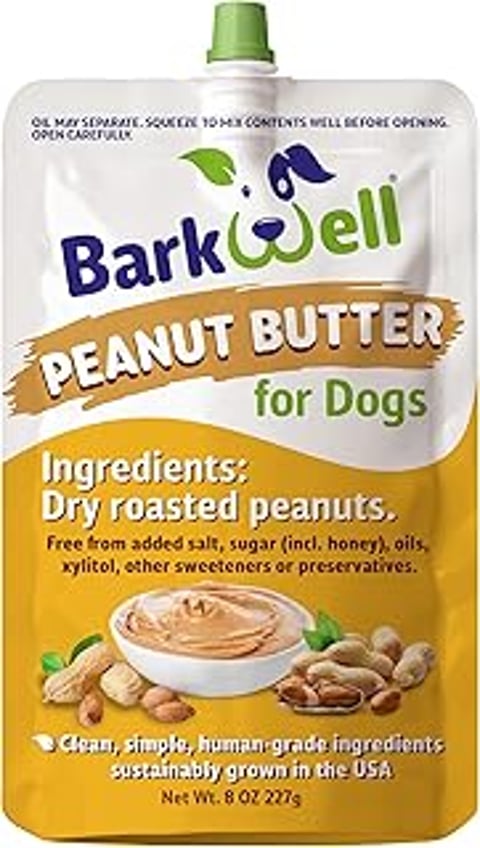 Barkwell Peanut Butter Squeeze 8oz Pouch.