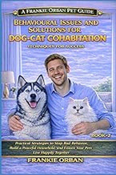 A man holding two cats and a dog.