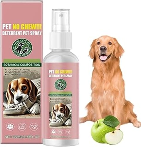 A bottle of bitter apple spray for dogs.