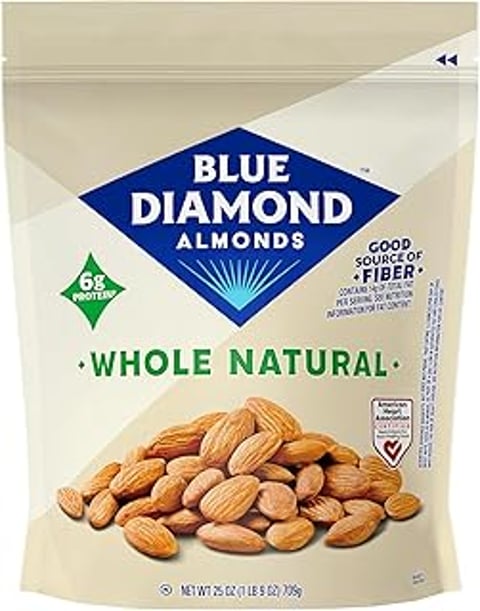 A bag of Blue Diamond Almonds Whole Natural.