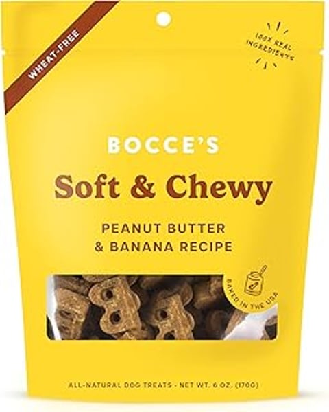 A bag of Bocce's Bakery Oven Baked PB & Chewy.