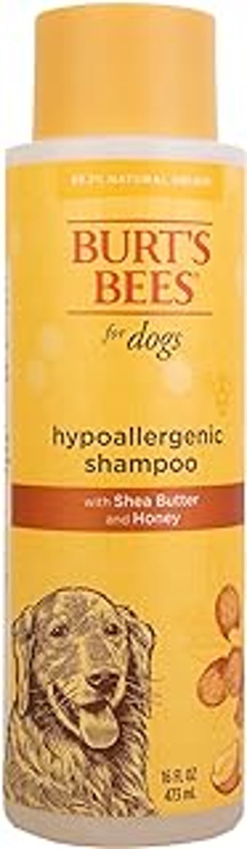 A bottle of Burt's Bees for Pets Hypoallergenic Dog Shampoo.