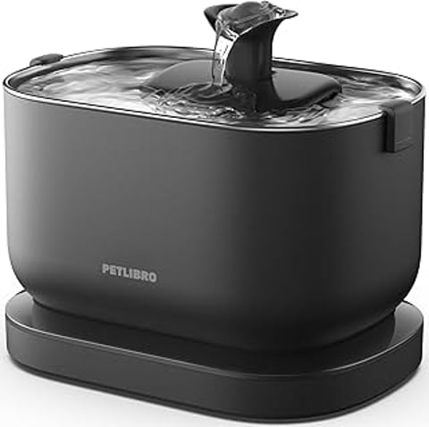 A black cordless pet water fountain.