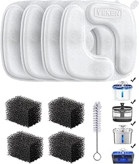 A set of four filters for a cat water fountain.