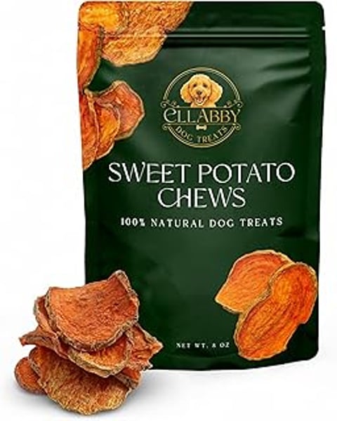 A bag of Ellabby Sweet Potato Dog Treats.