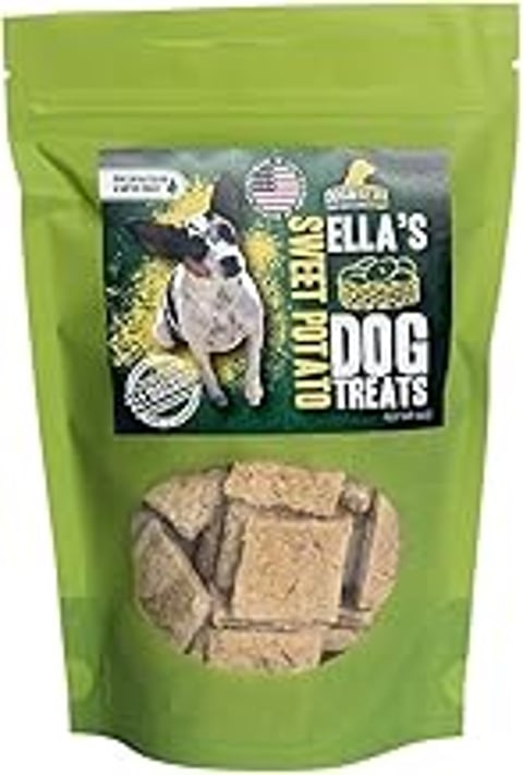 A bag of Ella's Sweet Potato Dog Treats.