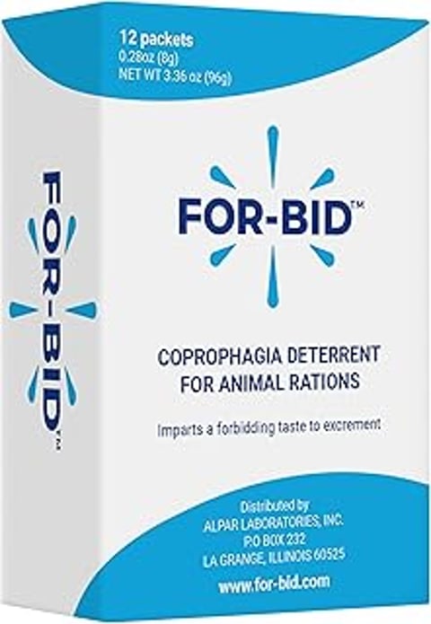 A box of For Bid Cophagia Deterrent for Animal Rations.