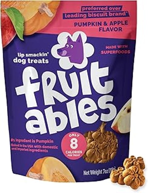 A bag of Fruitables Baked Dog Treats.