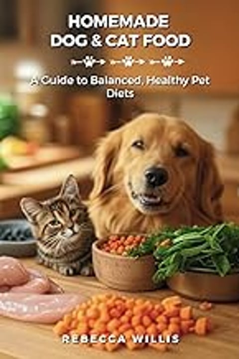 A cat and a dog are sitting in front of a bowl of food.