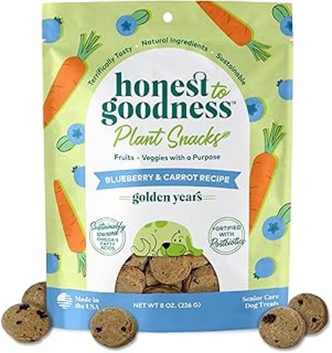 A bag of Honest to Goodness Plant Snacks Golden Years.